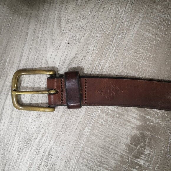 Eddie Bauer Men's Size 40 Dark Brown Leather Belt with Brass Buckle - Picture 3 of 6